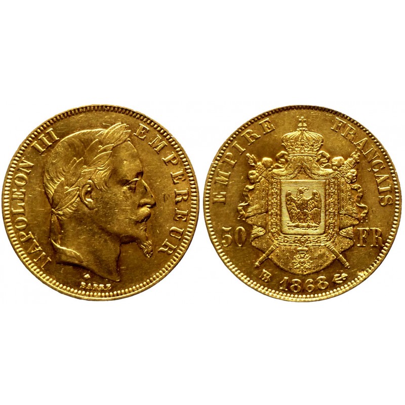 Napoleon III - Rare 50 francs 1868 BB
