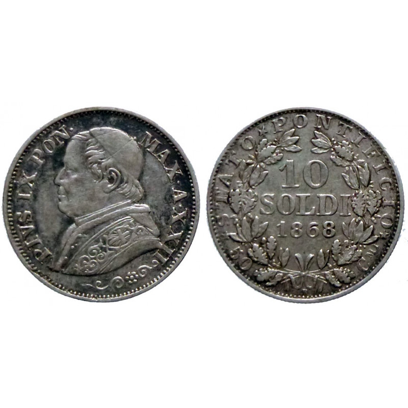 Vatican - Pivs IX - 10 soldi 1868 an XXII - KM. 187