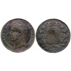 Charles X - Fausse 5 francs 1828 BB en bronze