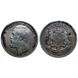 SUEDE - Oscar II -  1 Krona 1876