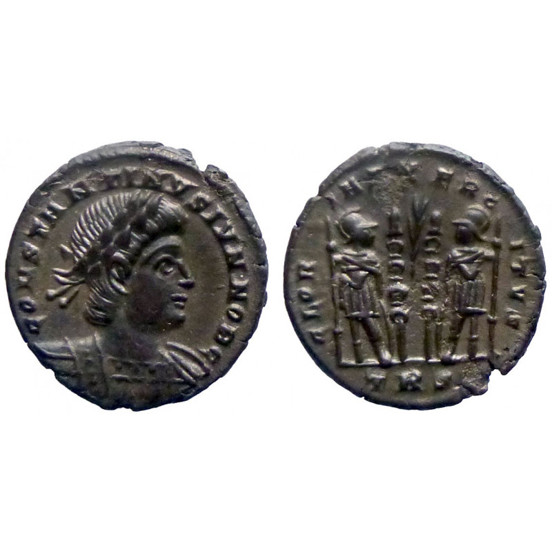 Constantinus II Caesar - AE nummus - GLORIA EXERCITVS - Trier