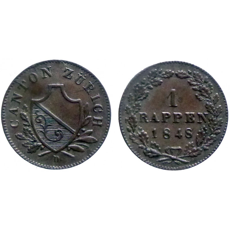 Suisse - ZURICH - 1 rappen 1848