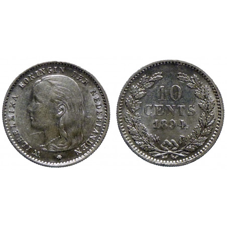 Pays-Bas - Wilhelmina - 10 cents 1894
