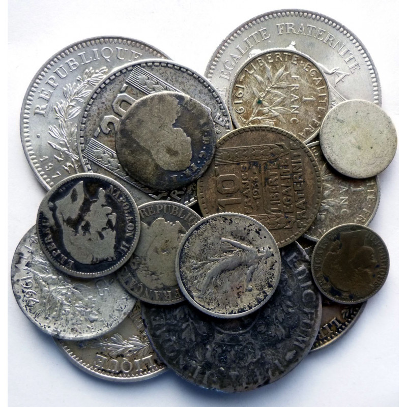 Lot 16 monnaies argent France diverses Lot 16 monnaies argent France diverses