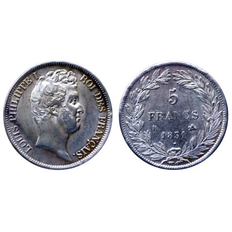Louis Philippe - 5 Francs 1831 Rouen - Tranche en creux