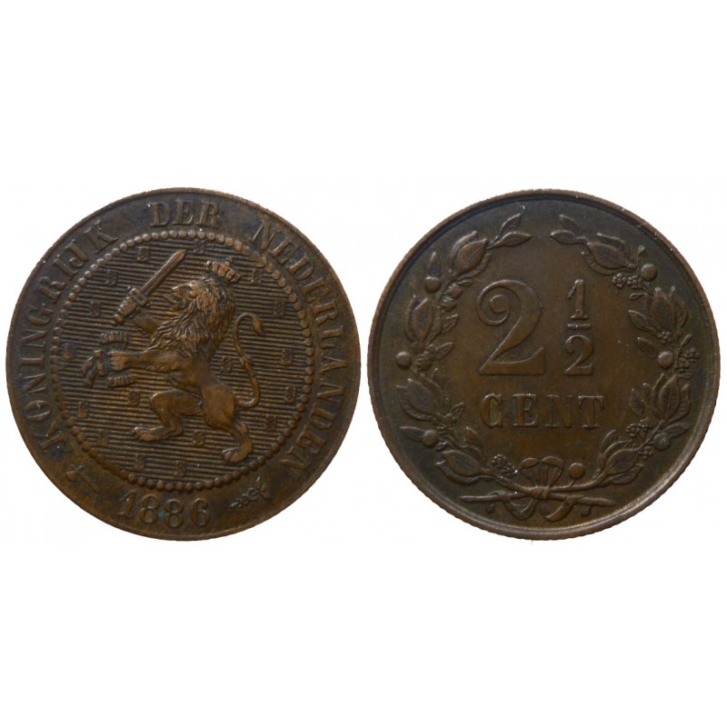 Netherlands - 2 1/2 cent 1886