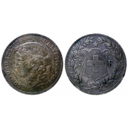 Switzerland - 5 Francs 1890 B