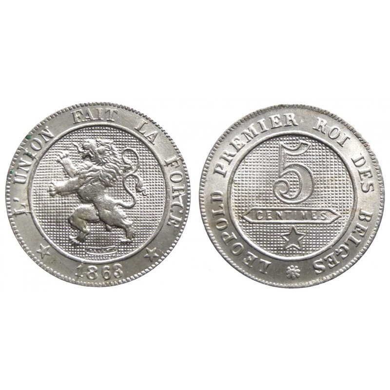 Belgium - Leopold Ier - 5 centimes 1863 (3/2)