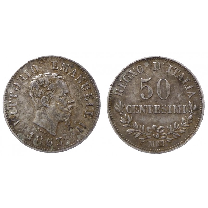 Italie - 50 centesimi 1863 M