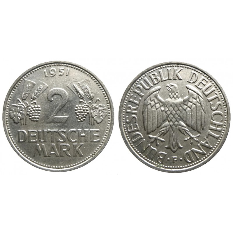 Allemagne - 2 Mark 1951 F Allemagne - 2 Mark 1951 F
